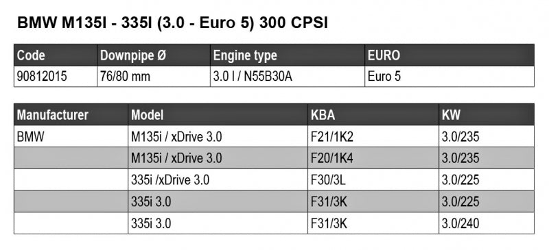 BMW M135i F20 - DOWNPIPE AVEC CATALYSEUR SPORT HJS